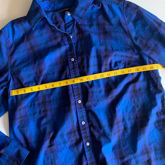 Lane Bryant Blue Plaid Button Front Top ~ Size 16 - Picture 2 of 7